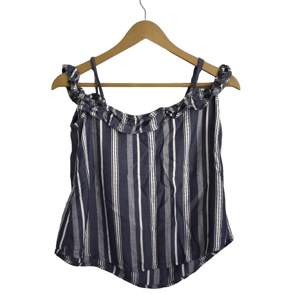 ⭐️ Hollister Blue Striped Off the Shoulder Tank Size XS - Picture 2 of 4